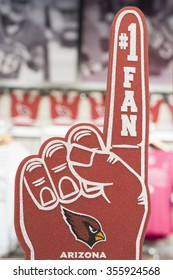 GLENDALE, AZ - December 19, 2015: Arizona Cardinals #1 Fan Hand.