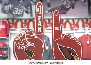 GLENDALE, AZ - December 19, 2015: Arizona Cardinals #1 Fan Hand.