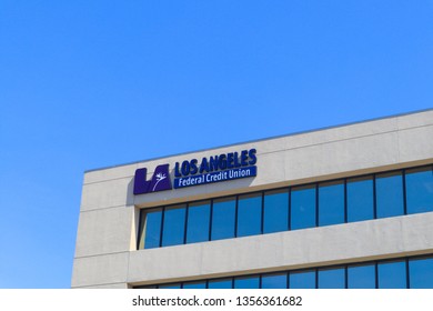 Glendale, California, United States – April 1, 2019: Los Angeles Federal Credit Union In Glendale. The Credit Union Building At The Day Time. Government Building. Financial Organisation In USA. 