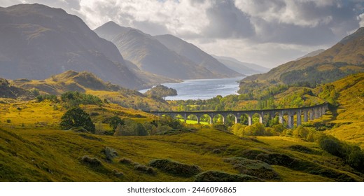 Glenfinnan Railway Viaduct, part of the West Highland Line, Glenfinnan, Loch Shiel, Highlands, Scotland, United Kingdom, Europe - Powered by Shutterstock