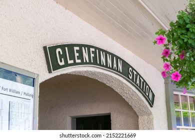 Glenfinnan, Scotland - 1 September 2017: Signage At Glenfinnan Railway Station. It Is A Railway Station Serving The Village Of Glenfinnan In The Highland Council Area Of Scotland.