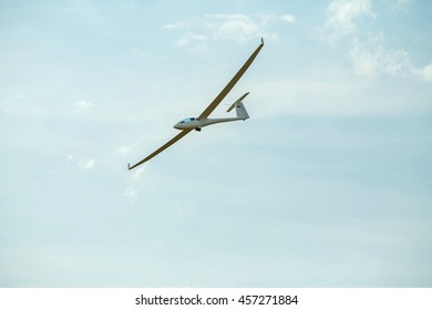 The Glider Gliding In The Blue Sky, Glider Flight