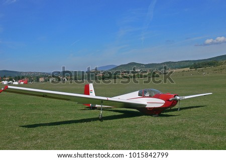 glider sailplane just landed small airport stock photo edit now