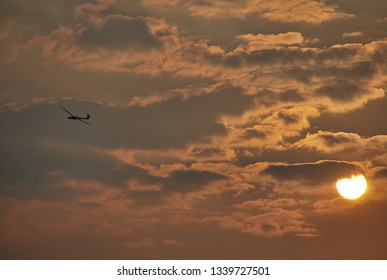 Glider at sunset