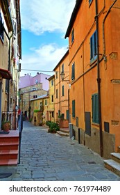 A Glimpse Of The Characteristic Medieval Village Of Castagneto Carducci In Tuscany Italy, Where The Poet Giosuè Carducci Lived
