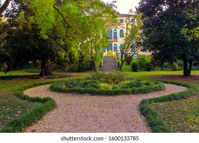 Glimpse of the colorful public park of Villa Varda, Italy