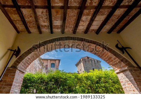 A glimpse of the fortress of Montecarlo, Lucca, Italy, also known as Rocca del Cerruglio