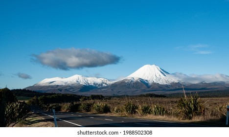 A Glimpse Of The Snow-covered Mount Tongariro