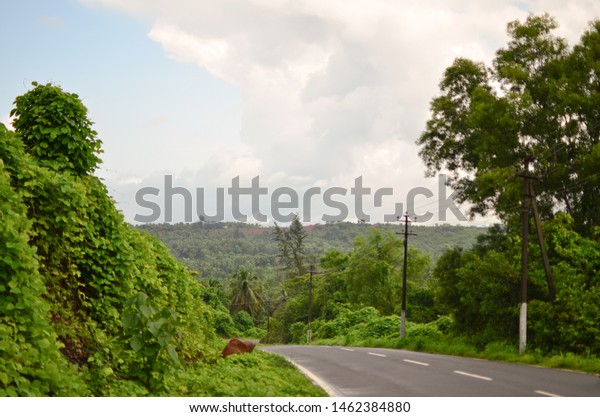 Glimpses of\
rural India - beautiful view of country road at Kallagudde,\
Bellore, Polali, Mangalore, Karnataka,\
India
