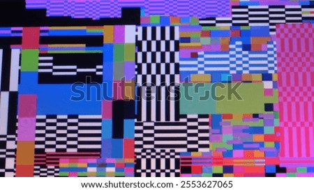 Glitch camera effect. Retro VHS background. Old video template. No signal. Static TV noise, bad TV signal
