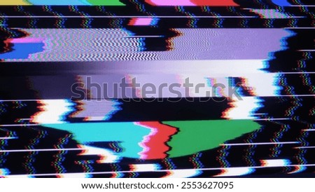 Glitch camera effect. Retro VHS background. Old video template. No signal. Static TV noise, bad TV signal