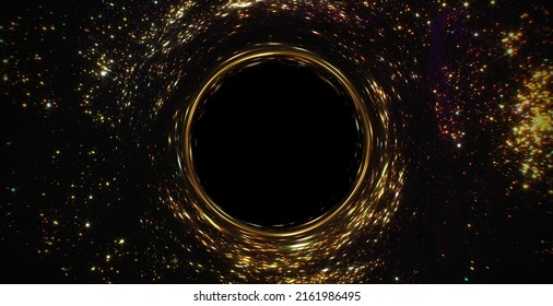 Glitter abstract wormhole. Space travel. Fantasy circle portal. Bokeh light glitz. Starry night effect. Defocused sparkling circles flickering motion on black backdrop shot on RED Cinema camera. - Shutterstock ID 2161986495