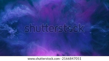 Glitter cloud. Ink water drop. Universe stardust. White particles motion on blue purple mist grain texture abstract background shot on Red Cinema camera 6k.