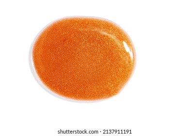 Glitter Cream Or Bronzer Texture Swatch Isolated On White Background. Cosmetic Or Beauty Product Grain Texture. Soft Focus