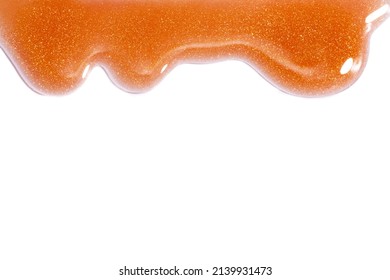 Glitter Cream Or Bronzer Texture Swatch Isolated On White Background. Cosmetic Or Beauty Product Grain Texture. Soft Focus