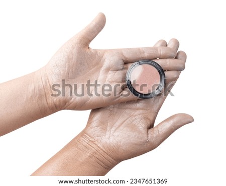 Glitter Hands with Eye Shadow Palettes Isolated, Shiny Skin, Body Metallic Paint, Painted Woman Palms, Creative Concept, Surreal Beauty Makeup Mockup, Glitter Hands on White Background