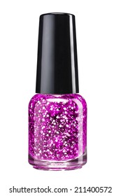 Glitter Nail Paint / Studio Photography Of Sparkliest Nail Polish Bottle With Black Lacquer Cap 