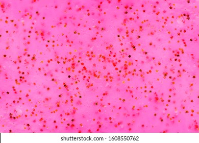 Glitter Slime Pink Background. Glossy Wet Texture.