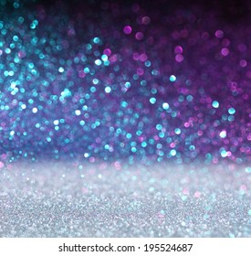 Glitter Vintage Lights Background. Blue And Purple. Defocused