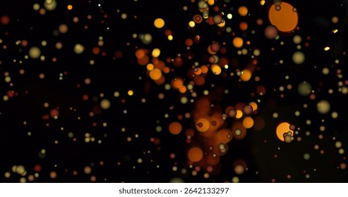 Glittering cluster of glowing circular orbs drifting across virtual canvas, with warm bokeh lights. Abstract, digital art, luminous, vibrant, cosmic, futuristic, aesthetic