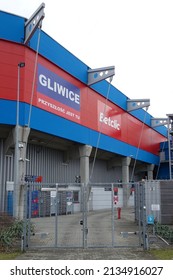 GLIWICE, POLAND - FEBRUARY 26, 2022: View From Outside Stadion Miejski In Gliwice, Poland