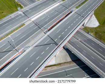 Gliwice, Poland. Highway Aerial View. Overpass and bridge from above. Gliwice, Silesia, Poland. Transportation bird's-eye view.