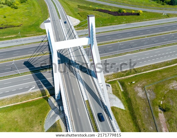Gliwice, Poland. Highway Aerial View. Overpass and\
bridge from above. Gliwice, Silesia, Poland. Transportation\
bird\'s-eye view.