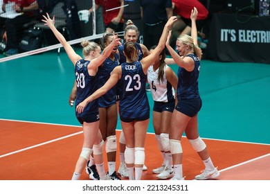 Gliwice, Poland October 11 2022 - Semi Final World Women's Volleyball Championship 2022 Match Serbia - USA: Representation USA
