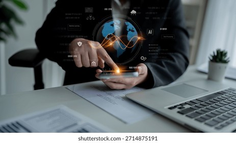 Global AI and data processing system enhances data, AI, and processing efficiency through digital network and global integration of intelligent technology Latch