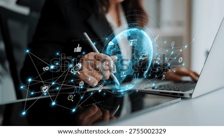 Global AI-powered digital network ecosystem connecting data, finance, analytics, ecommerce, communication, and automation across continents through technology and cloud Marrow