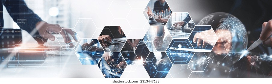 Global business network, digital technology, data exchange concept. Business Intelligence and cloud computing, digital marketing, data processing and blockchain technology management - Powered by Shutterstock