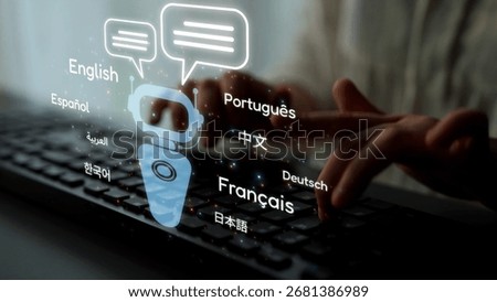 Global communication with multiple languages, digital translation tools, multilingual technology, cross-cultural communication, and virtual language learning environments. Muxer