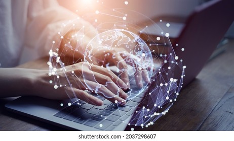 Global communication network concept. Digital transformation. - Shutterstock ID 2037298607