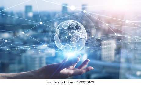Global communication network concept. Digital transformation. - Shutterstock ID 2040040142