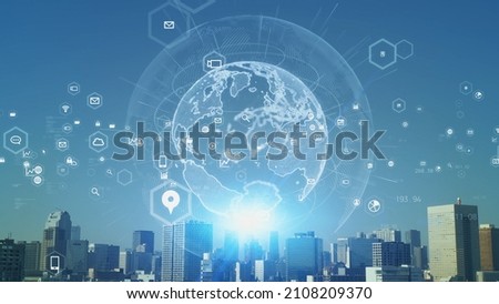 Global communication network concept. Digital transformation. DX.