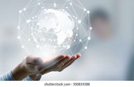 Global Connection Concept With Digital Planet In Hands