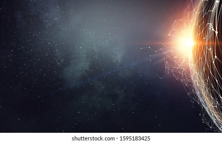 Global connection and networking. 3d rendering