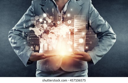 Global connection technologies . Mixed media - Shutterstock ID 457106575