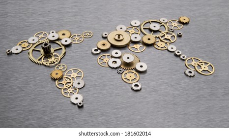 Global cooperation. World map formed by gears - Powered by Shutterstock