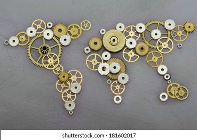 Global cooperation. World map formed by gears - Powered by Shutterstock