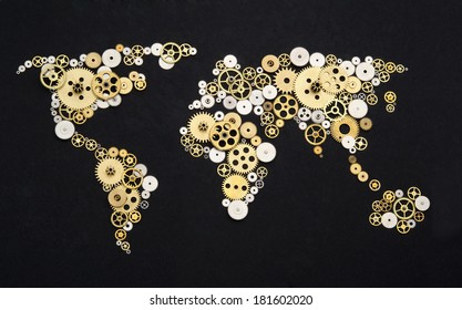 Global cooperation. World map formed by gears - Powered by Shutterstock