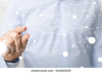 global data networking  in hand - Shutterstock ID 1414653191