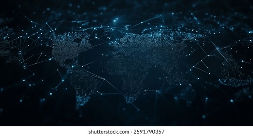 Global Data Web, Tech Background. Future technology digital abstract background concept. 3d rendering