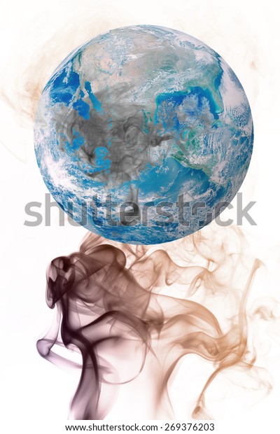 Global Earth image with\
smoke on Earth\'s day clean concept Elements of this image furnished\
by NASA