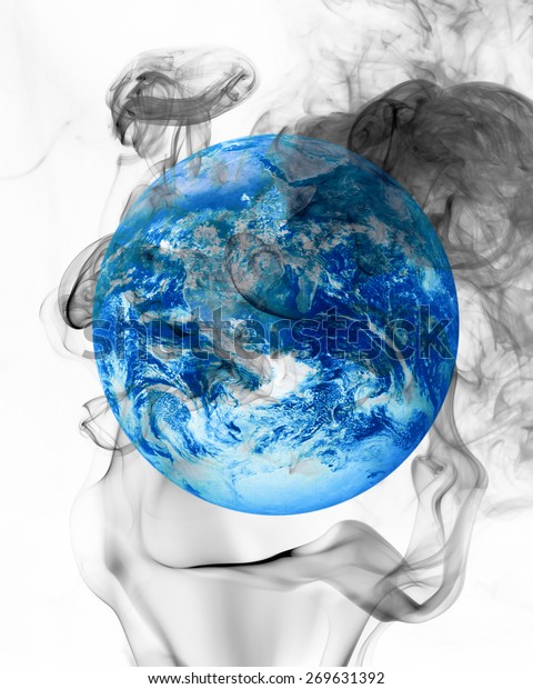 Global Earth image with\
smoke on Earth\'s day clean concept Elements of this image furnished\
by NASA