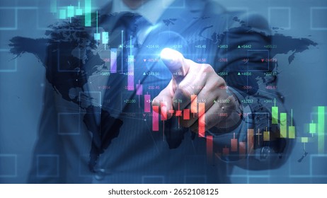 Global Financial Data and Analytics Concept with Interactive World Map