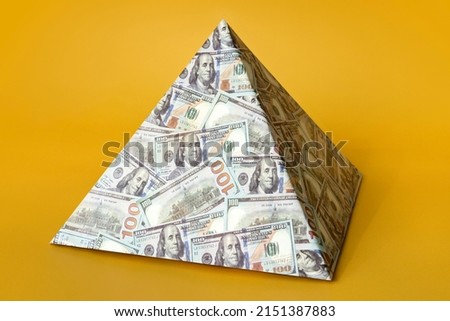A global financial pyramid based on the dominance of the dollar. World management concept. conspiracy theory