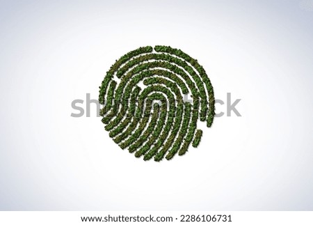 Global Fingerprint of trees 3d background. World environment day or earth day concept. World Forestry Day. Earth day green concept.