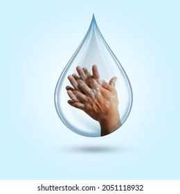 global handwashing day, world handwashing day, handwashing day, washing hand is on water drop - Shutterstock ID 2051118932