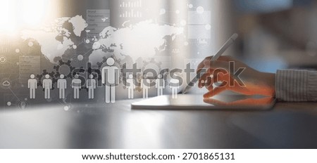 Global Human Resources Management and Workforce Analytics on a Digital Interface.